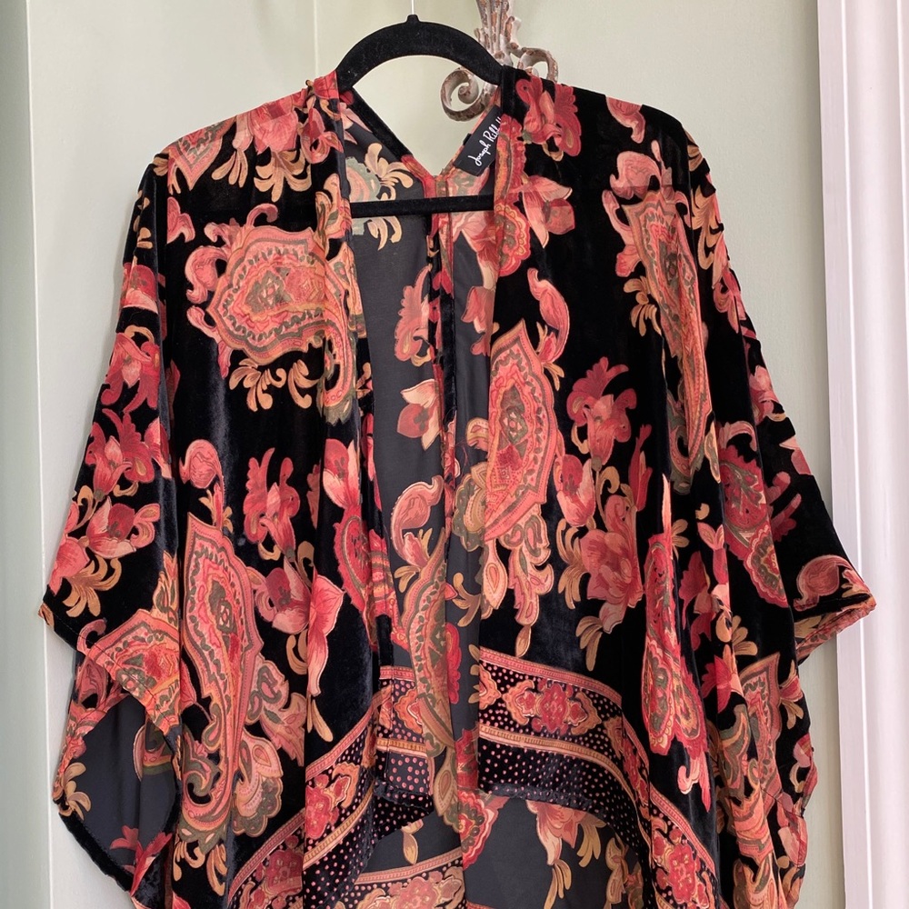 Joseph Ribkoff Sheer Shaw with Velvet Appliqué